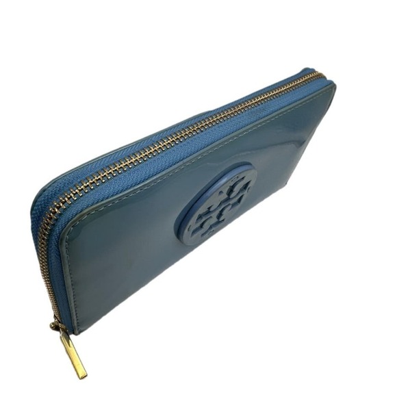 TORY BURCH Blue Patent Leather Zip Around Wallet - Picture 5 of 10
